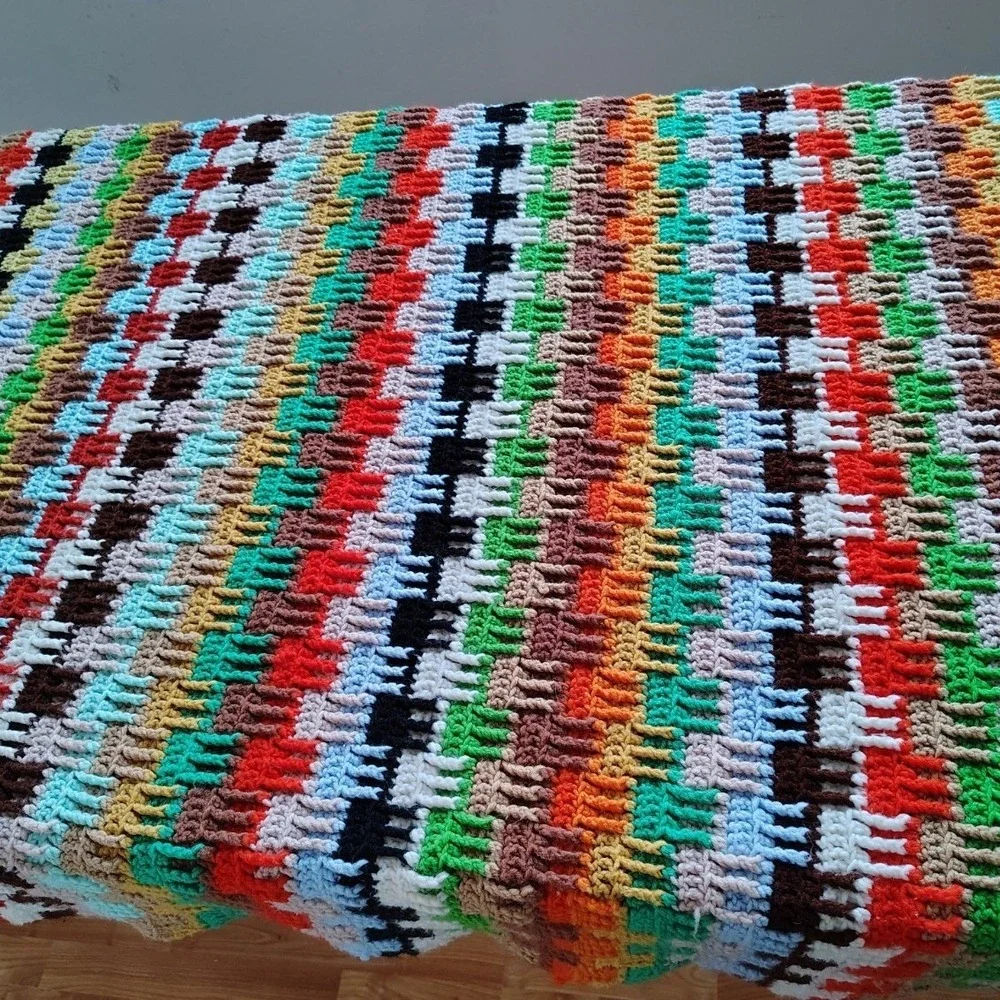 Afghan Blanket‎ Throw Hand Made Crochet Granny Square 44